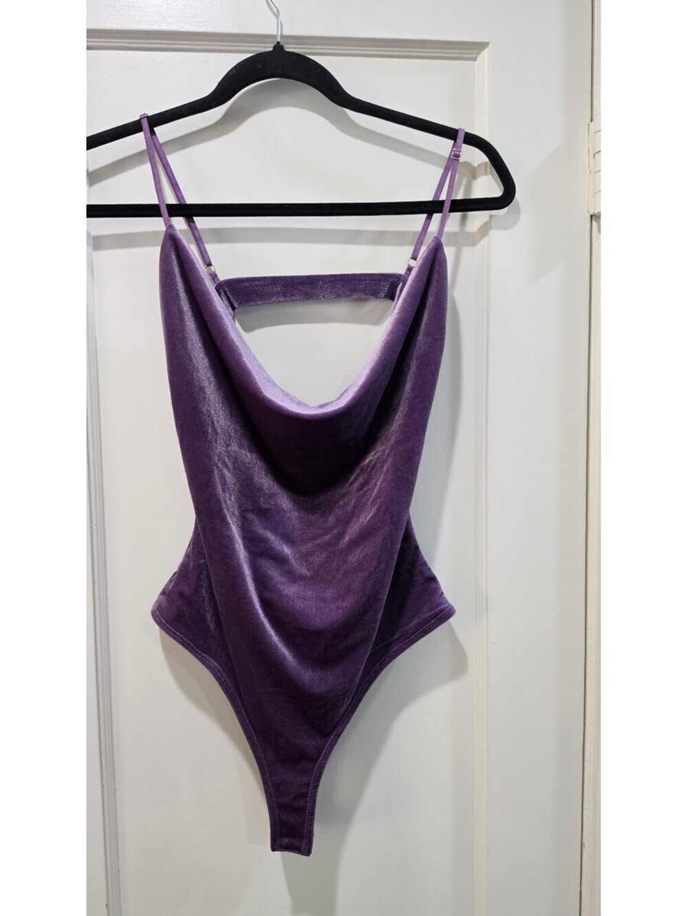 Fashion Nova Cowl Play Velvet Bodysuit Purple Size M